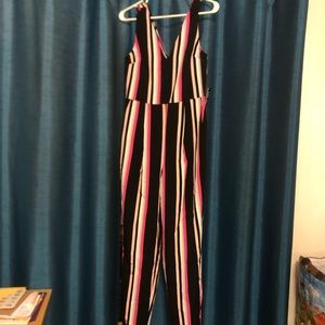 Express Striped V-Neck Jumpsuit